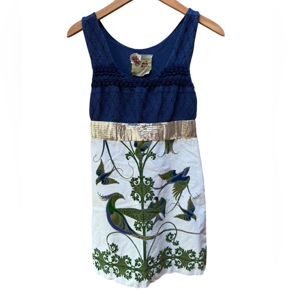 Y2K Free People Peacock Beaded Mini Dress